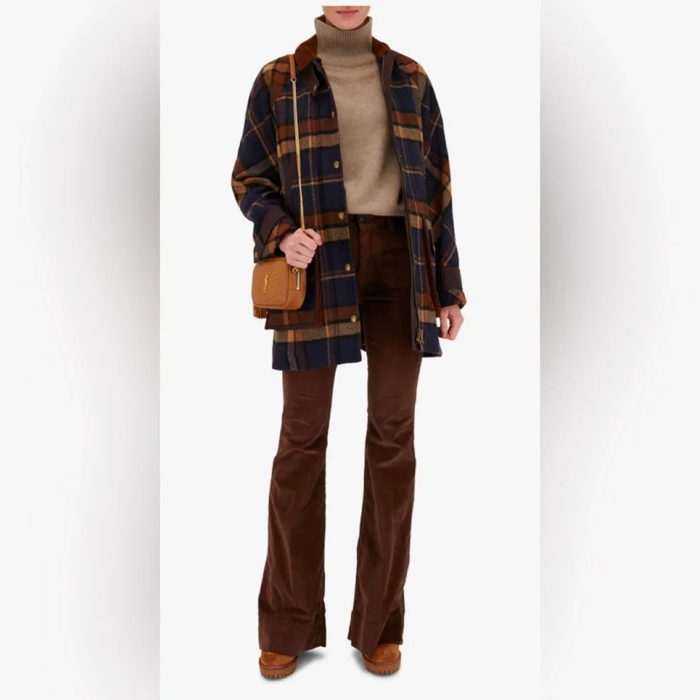 Veronica Beard Sheridan Bell Bottom Flare Corduroy Pants in Brown Size 25 - Picture 15 of 15